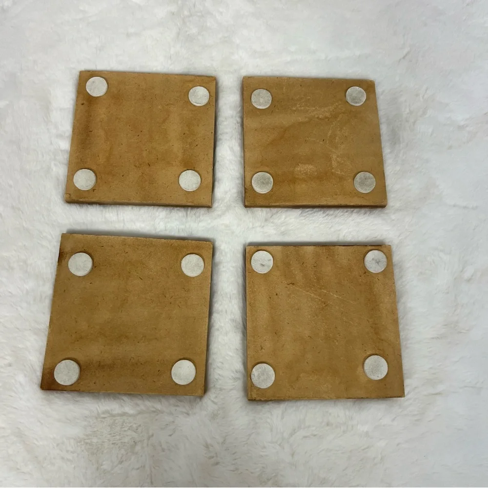 WEST ELM CORDAI SQUARE RESIN COASTERS SET OF 4 IN BROWN